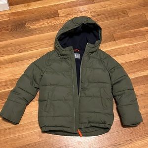 Primary army green puffer coat - 8/9